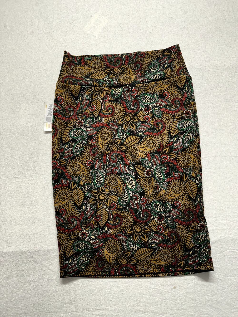 Lularore Paisley Tapestry Midi Skirt Multi-Color Pencil Skirt Women's Size M NWT